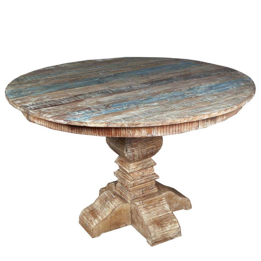 Picture of French Quarter Rustic Reclaimed Wood Round Small Kitchen Table