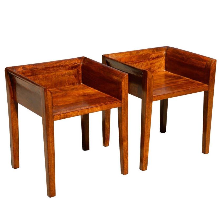 Picture of Set of 2 Contemporary Solid Mango Wood Low Back Chairs
