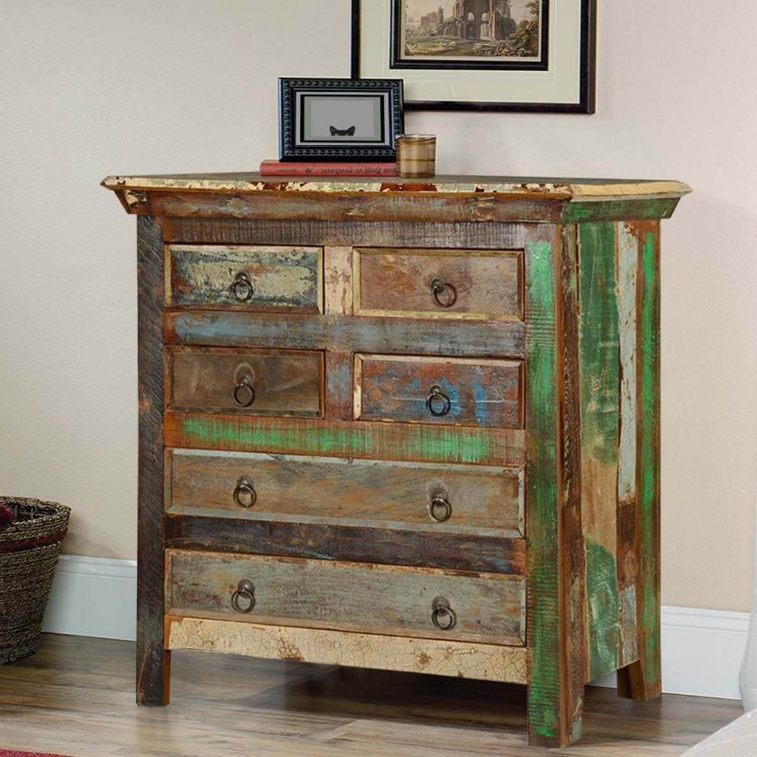 Picture of Norfolk Rustic Reclaimed Wood 6 Drawer Standard Vertical Chest