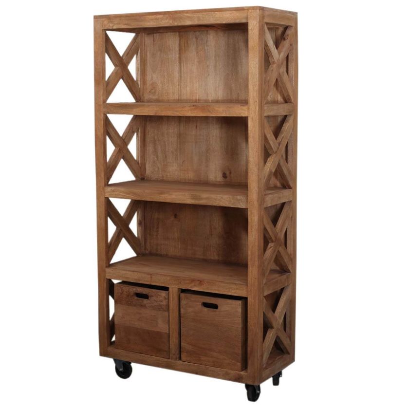Picture of Dinuba 4 Open Shelf Modern Rustic Solid Wood Farmhouse Bookcase