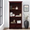 Picture of Cupertino 3 Open Shelf Rustic Solid Wood Office Bookcase With Drawers
