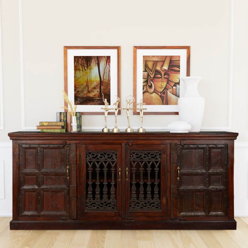 Picture of Gothic Gates Rustic Reclaimed Wood Extra Large Buffet Cabinet