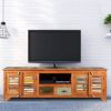 Picture of Rustic Reclaimed Wood Rainbow Shutter Doors TV Stand Media Console