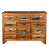 Picture of Multicolored Rustic Reclaimed Wood 12 Drawer Horizontal Dresser