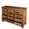 Picture of Multicolored Rustic Reclaimed Wood 12 Drawer Horizontal Dresser
