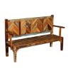 Picture of Hanover Rustic Reclaimed Wood Parquet High Back Porch Wooden Bench