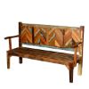 Picture of Hanover Rustic Reclaimed Wood Parquet High Back Porch Wooden Bench