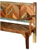 Picture of Hanover Rustic Reclaimed Wood Parquet High Back Porch Wooden Bench