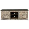 Picture of Midnight Snow Reclaimed Rustic Wood TV Stand with Storage (70")