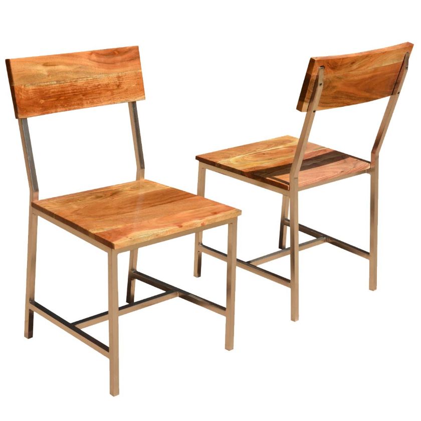 Picture of Solid Wood & Iron Rustic Dining Chair (Set Of 2)