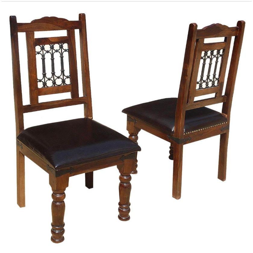Picture of Lincoln Study Solid Wood Leather Upholstered Chairs (Set of Two)