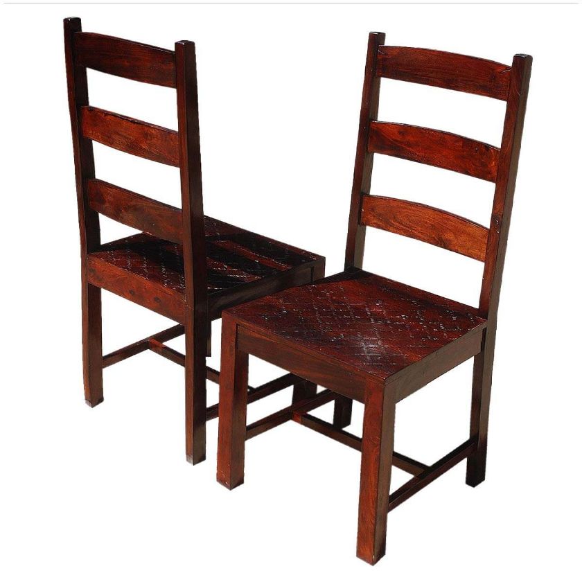 Picture of Oklahoma Farmhouse Solid Wood Ladder Back Chairs Set of 2