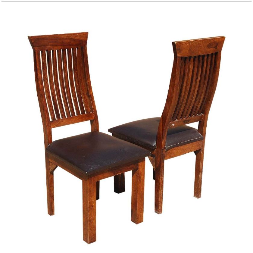 Picture of Ergonomic Solid Wood & Leather Dining Chair Set of 2