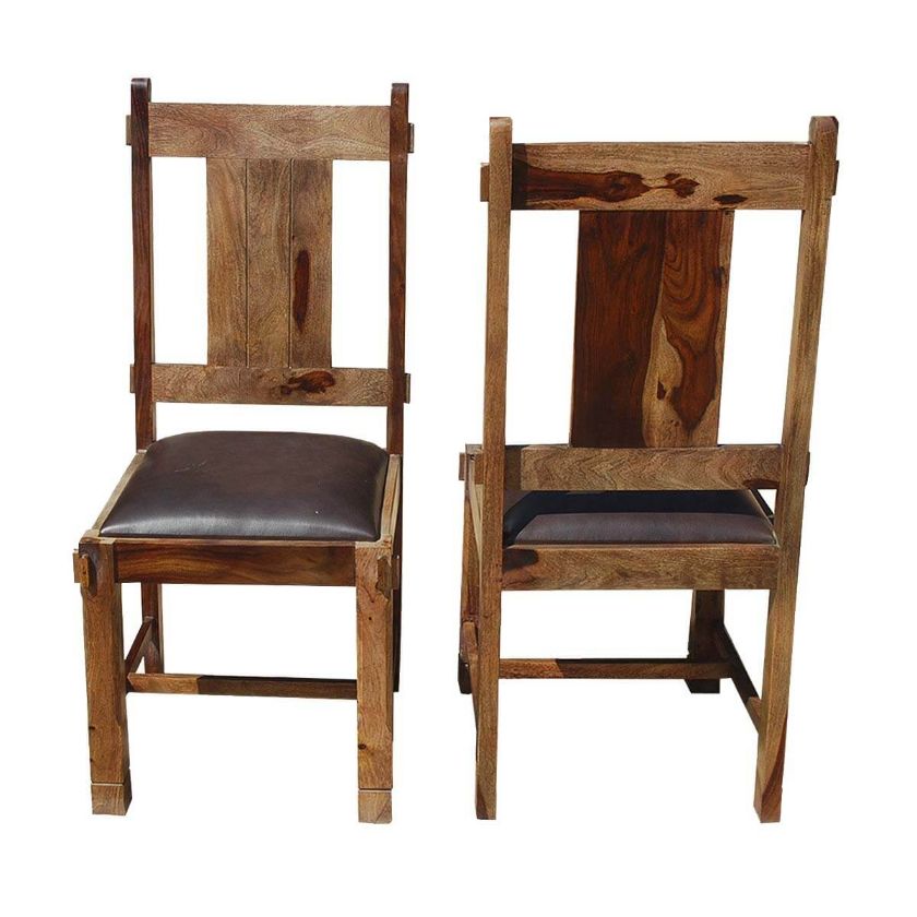Picture of Appalachian Rustic Solid Wood & Leather Chairs Set of 2
