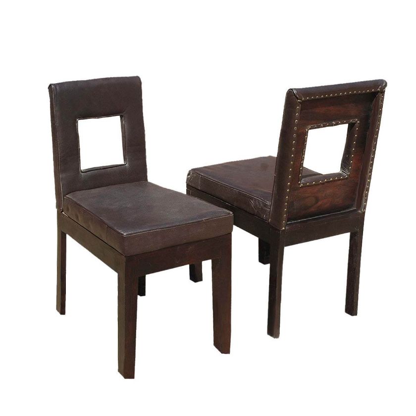 Picture of Rebel Solid Wood & Leather Window Back Chair Set of 2