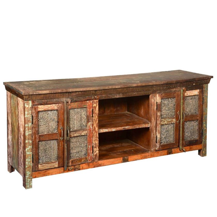 Picture of Lecanto Reclaimed Wood Furniture Rustic Wooden Windows TV Media Stand