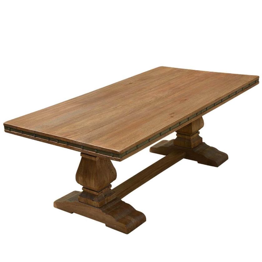 Picture of Rutherglen Rustic Solid Wood Trestle Pedestal Base Dining Table