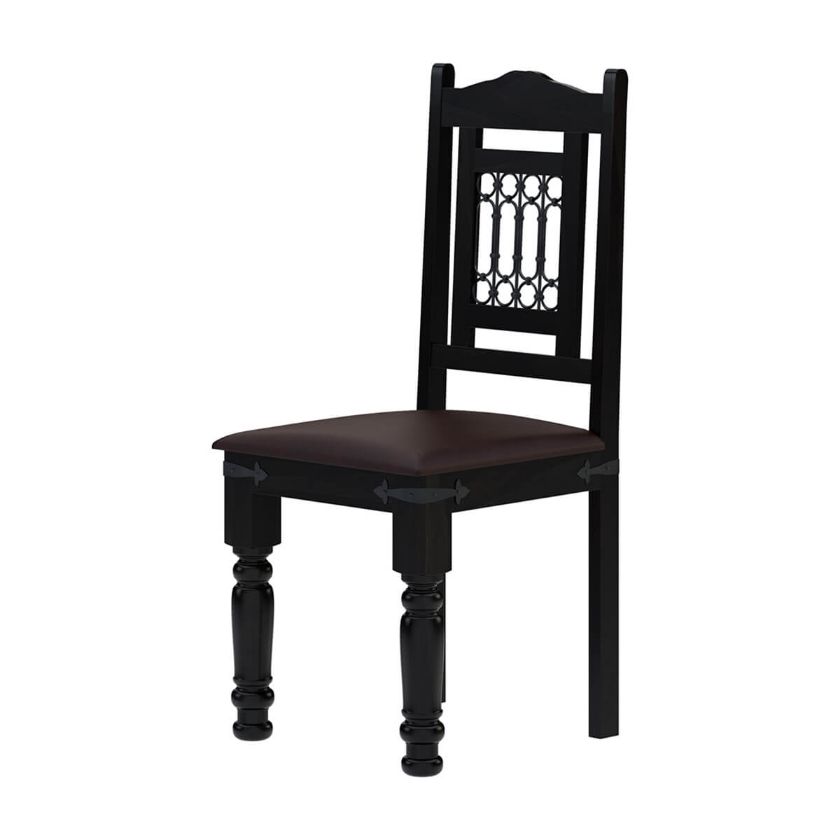 Picture of Harold Traditional Solid Rosewood Leather & Iron Dining Chairs (Set of 2)