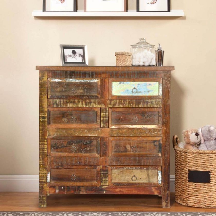 Picture of Newark Rustic Reclaimed Wood 8 Drawer Double Dresser