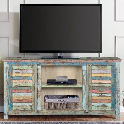 Picture of Ritter Rainbow Reclaimed Wood Shutter Door Media Console