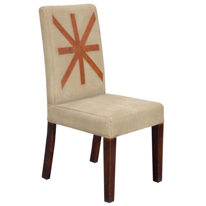 Picture of Impressive Leather Trimmed Upholstered Parson Side Chair