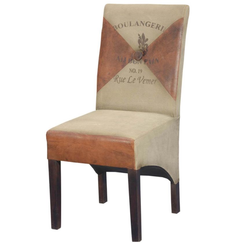 Picture of Stylish Contemporary Leather and Fabric Upholstered Parson Chair