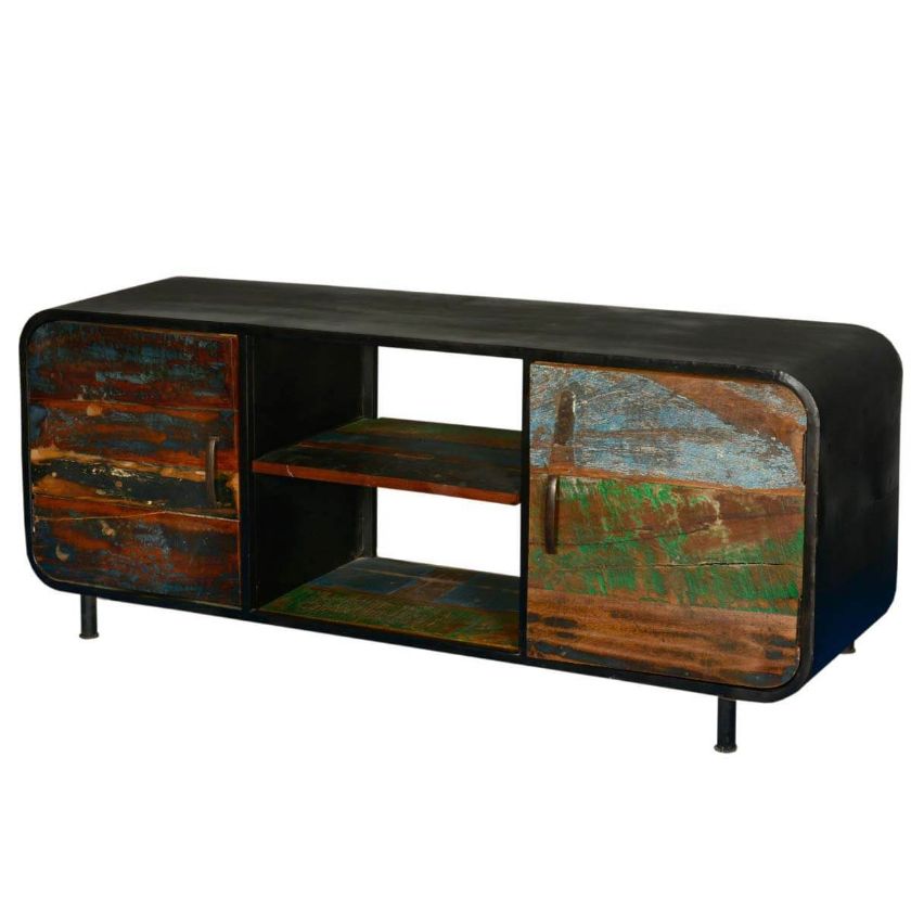 Picture of Retro Reclaimed Wood & Iron Media Console Cabinet