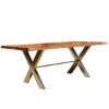 Picture of Industrial Cross Legs Solid Wood Live Edge Dining Table