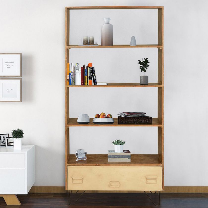 Picture of Tijuana Industrial 4 Open Shelf Bookcase With Drawer