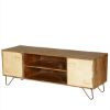 Picture of Industrial Mango Wood & Iron Office Cabinet Doors TV Media Island