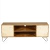 Picture of Industrial Mango Wood & Iron Office Cabinet Doors TV Media Island