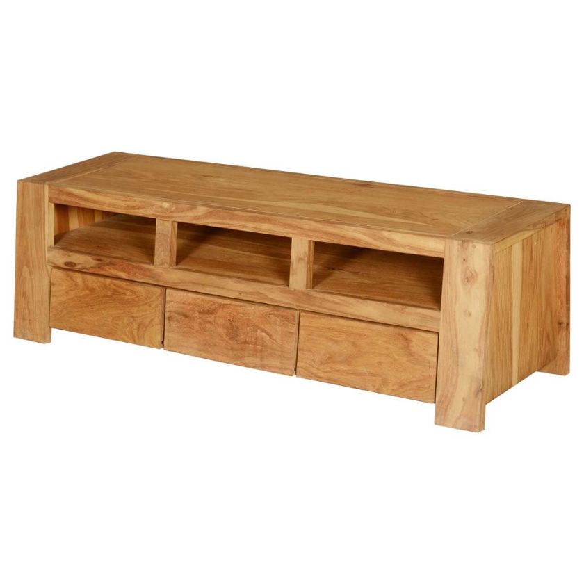 Picture of Mesa Contemporary Teak Wood 3 Drawer TV Media Stand