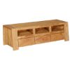 Picture of Mesa Contemporary Teak Wood 3 Drawer TV Media Stand