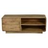 Picture of Hialeah Rounded Corner Rustic Mango Wood 2 Side Drawer TV Media Island