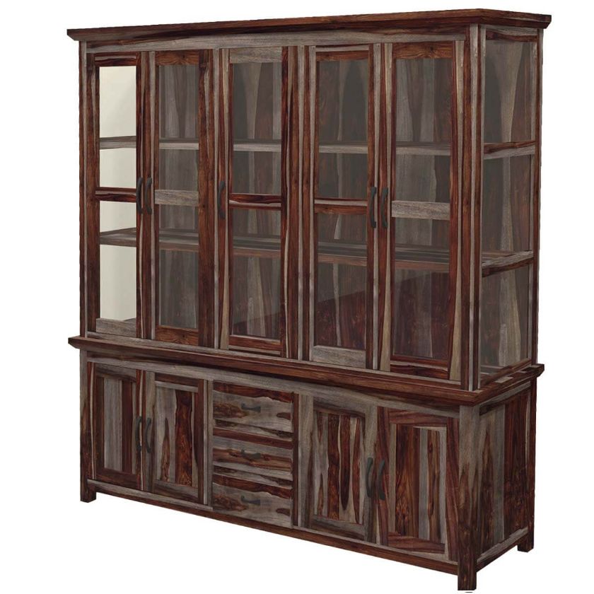 Picture of Dallas Ranch Solid Wood China Cabinet Dining Room Hutch 