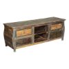 Picture of Late Colonial Reclaimed Wood Rustic Kettle Base TV Media Cabinet