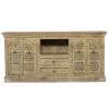 Picture of Tudor Winter White Mango Wood 2 Drawer TV Media Console Cabinet