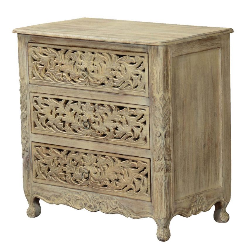 Picture of Queen Anne Lace Front Mango Wood 3 Drawer Dresser