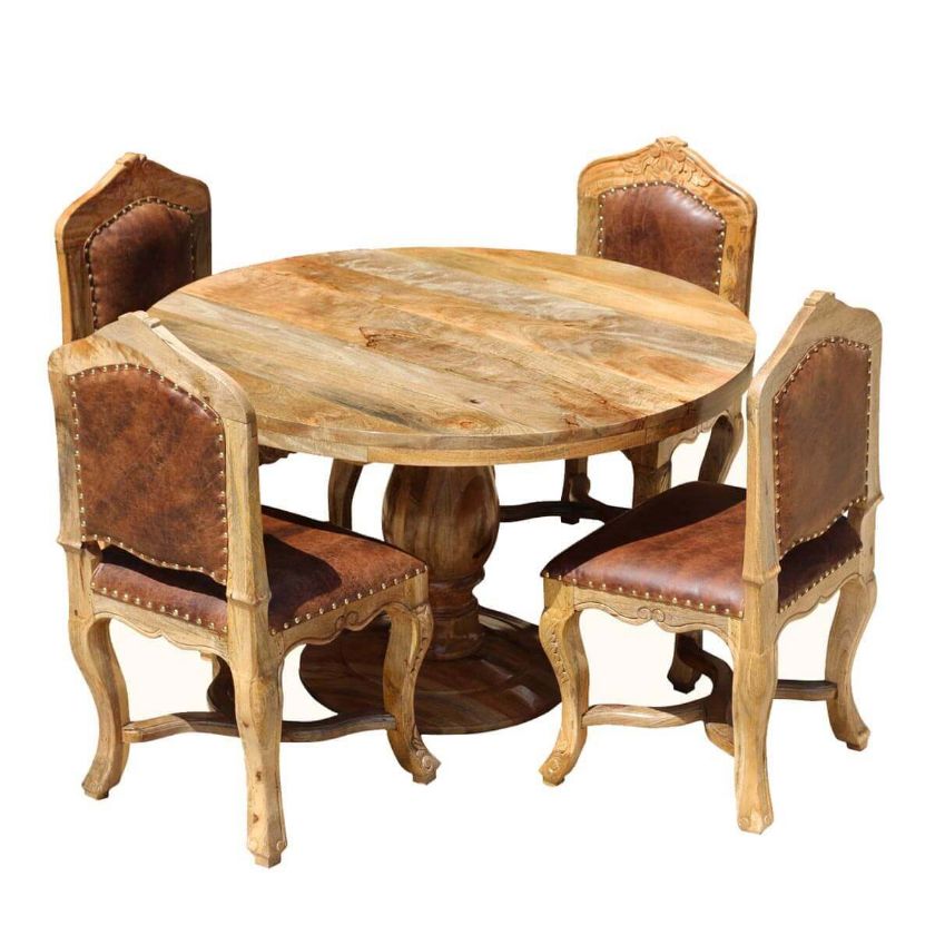 Picture of Empire Farmhouse Small Round Kitchen Table with 4 upholstered chairs 