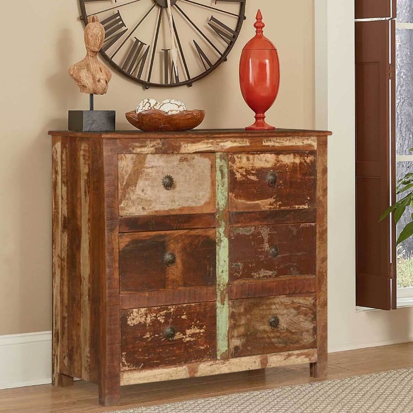 Picture of Frontier Rustic Reclaimed Wood 6 Drawer Double Dresser