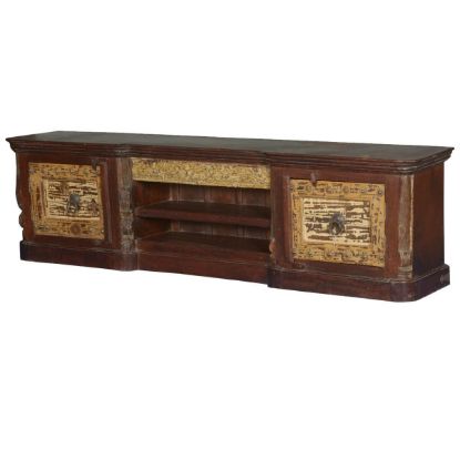 Picture of Rustic Gothic Mango & Reclaimed Wood TV Console Media Cabinet