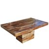 Picture of Modern Square Pedestal Solid Wood Dining Table with Extensions