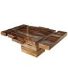 Picture of Modern Square Pedestal Solid Wood Dining Table with Extensions