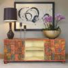 Picture of Wooden Patch Quilt Reclaimed Wood TV Console Media Cabinet
