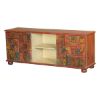 Picture of Wooden Patch Quilt Reclaimed Wood TV Console Media Cabinet