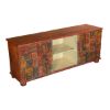 Picture of Wooden Patch Quilt Reclaimed Wood TV Console Media Cabinet