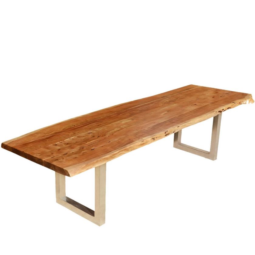 Picture of Modern Live Edge Dining Table Acacia Wood & Iron
