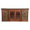 Picture of Georgian Reclaimed Wood Iron Grill Door Long Sideboard Storage Cabinet
