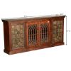 Picture of Georgian Reclaimed Wood Iron Grill Door Long Sideboard Storage Cabinet
