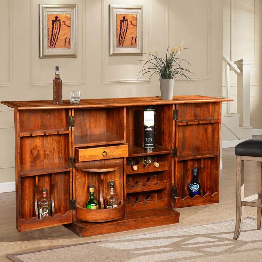 Picture of Double Diamond Expandable Wine Bar Cabinet with Wine Bottle Rack